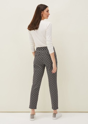 Phase Eight Ryleigh Geometric Print Tapered Trousers Black/Multicolor USA | 5410978-VK